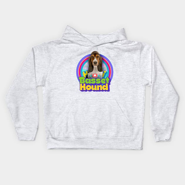 Basset Hound dog Kids Hoodie by Puppy & cute